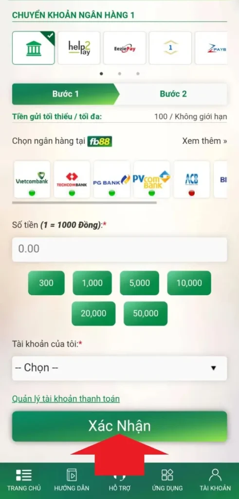 Xác nhận đơn nạp tiền vào FB88